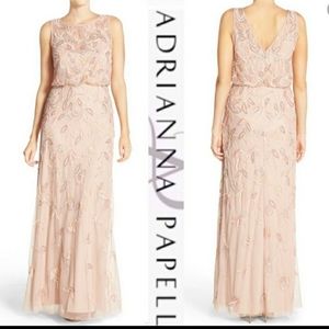 ADRIANNA PAPELL FULLY EMBELLISHED BEADED BLOUSON DRESS. NWT SIZE 10
